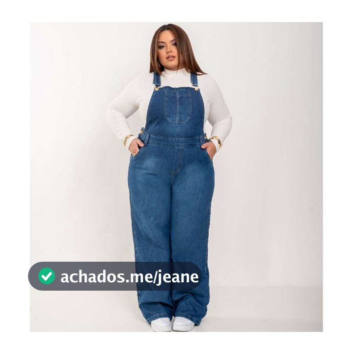 Jardineira Jeans Plus Size Calça Cintura Alta Macacão Pantalona Wide leg