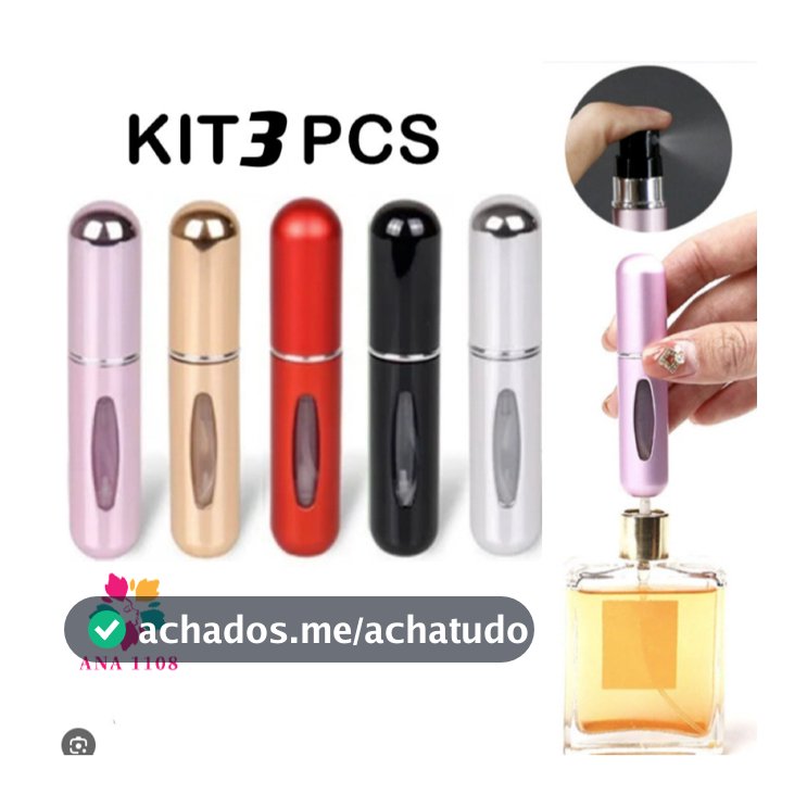 ANA 1108 KIT 3 Pcs Porta Perfume Recarregavel Portatil Spray 5ml