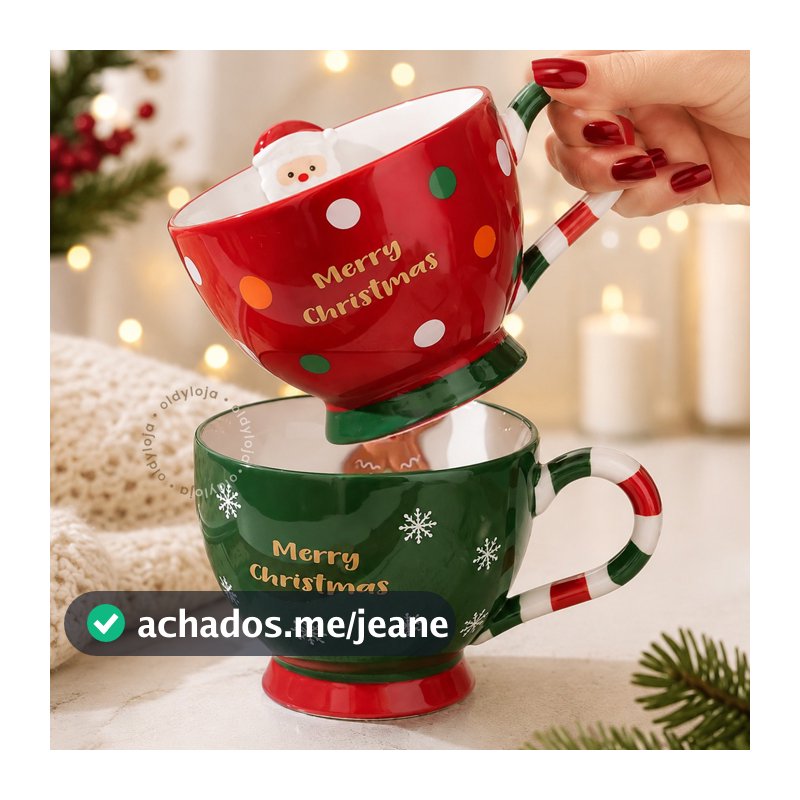 Caneca de Natal Papai Noel e Biscoito de Gengibre 450ml