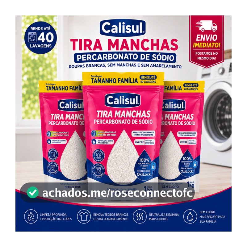 Percarbonato de Sodio Calisul -  100% Pure  - Tira Manchas Roupas Brancas e Coloridas