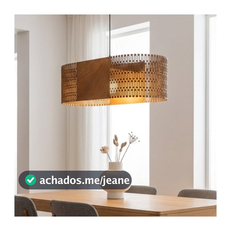 Luminária de Teto Pendente Lustre Luxo Sala Madeira MDF