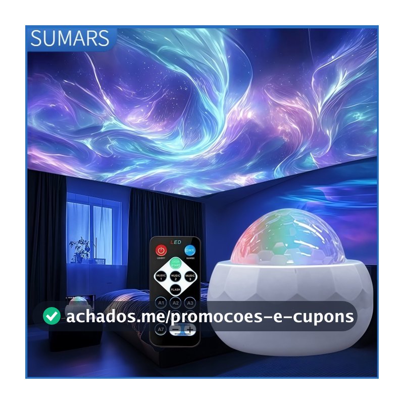 Luz Noturna Aurora Boreal Projetor LED RGB com Controle Remoto USB - Luz Ambiente para Quarto