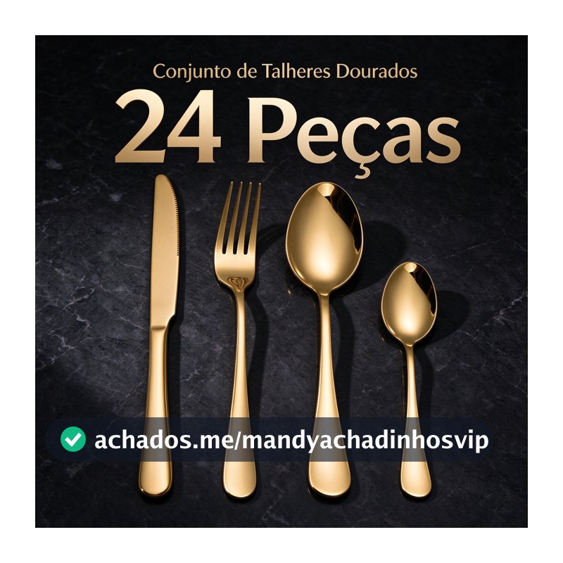 24 Pcs LouçA De Aço InoxidáVel Colher De Sobremesa Dourada / Luxuoso