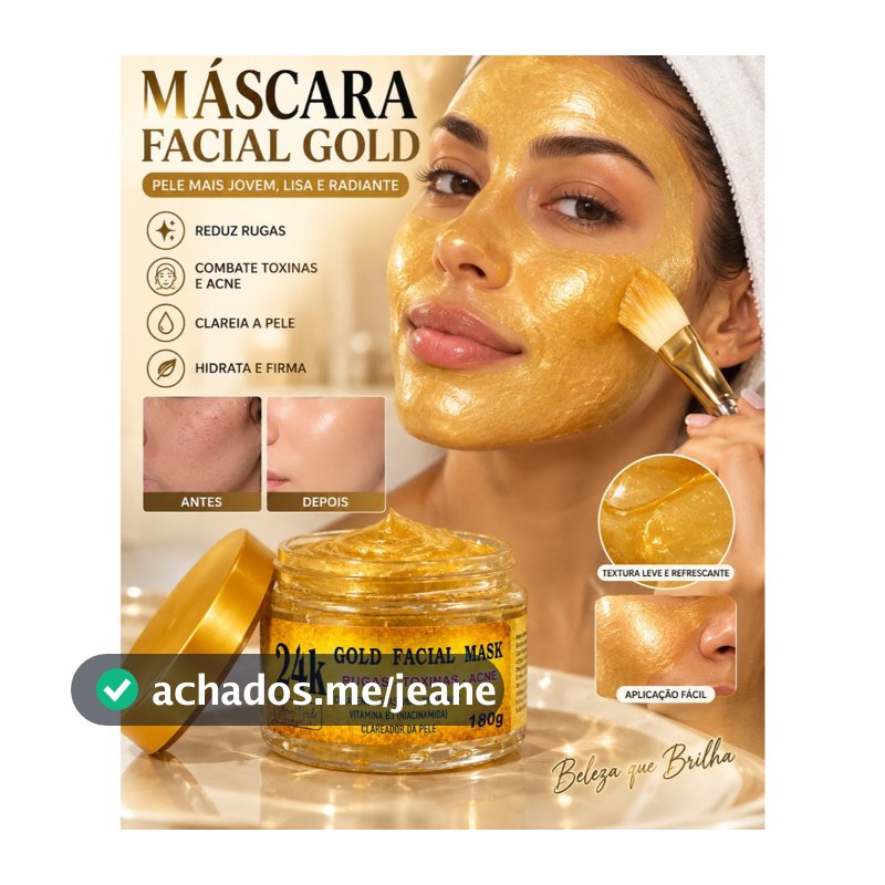 Máscara Facial Ouro 24K 180g Hidratante com Colágeno e Vitamina C Limpeza Facial e Cuidado da Pele