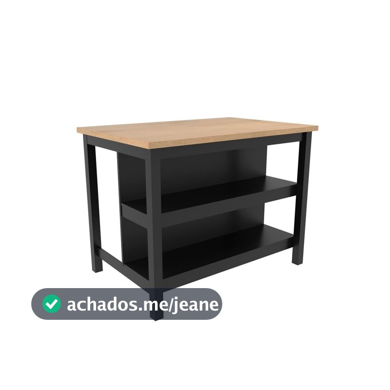 Ilha Cozinha Ditália 2 Prateleiras Preto CD-1019