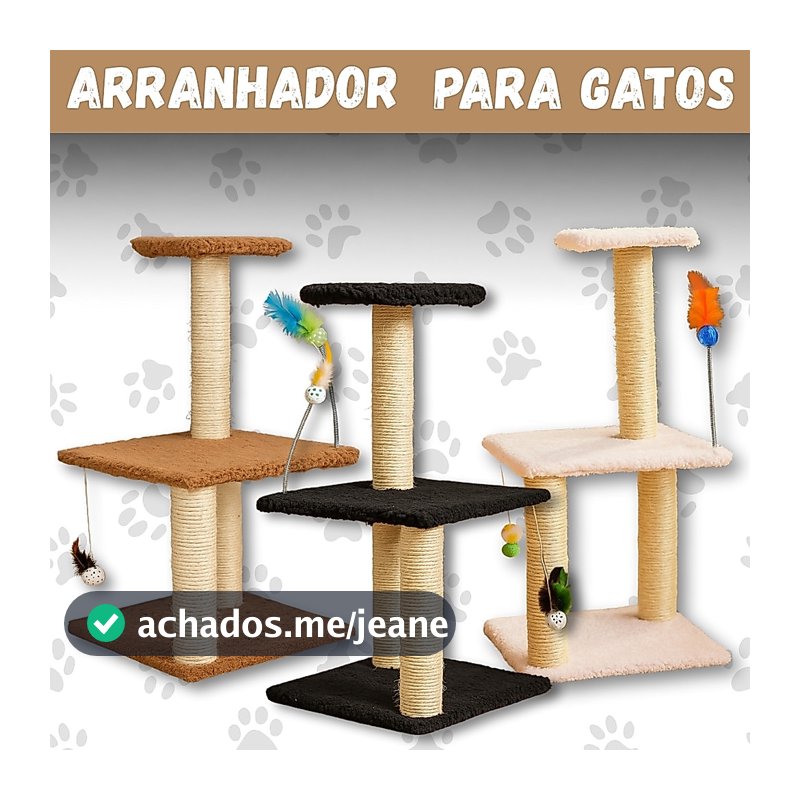 Arranhador com 3 Bases Pet para Gatos com Brinquedo Interativo