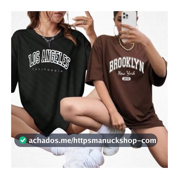 Kit 2 Camisetas Femininas Fitness e Casual 100% Algodão Look Academia e Dia a Dia Confortável