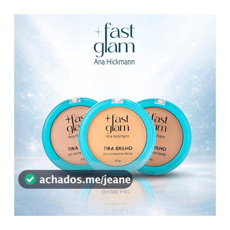 Pó Compacto Tira Brilho Fast Glam Ana Hickmann Alta Cobertura Matte 6 Tons