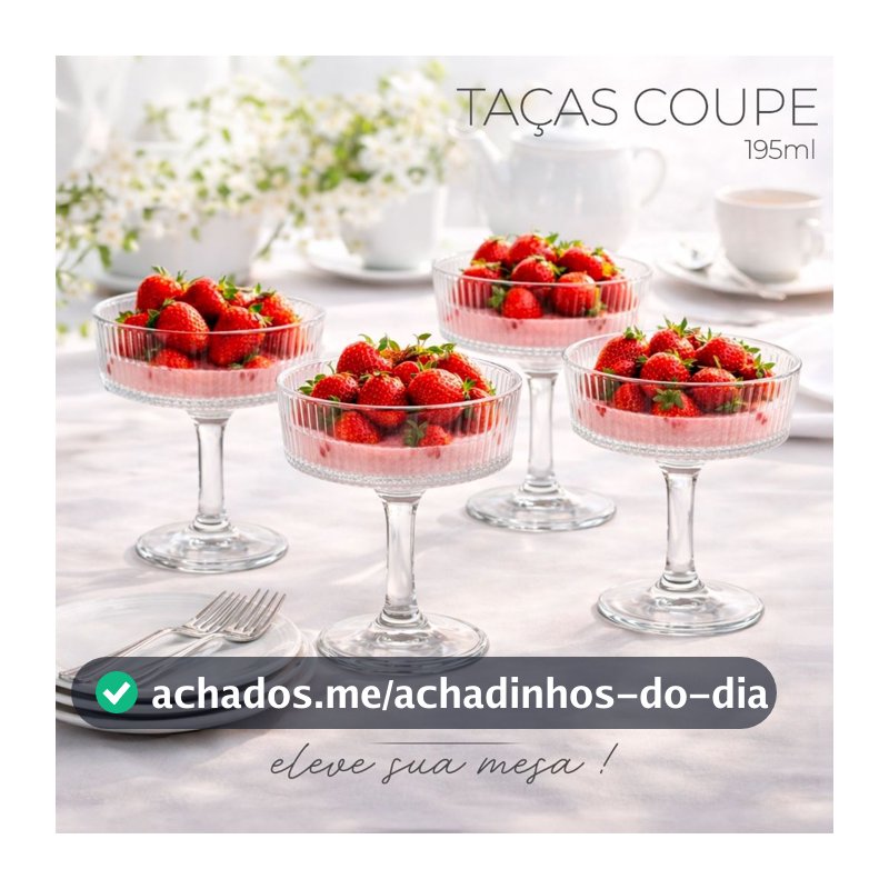 Conjunto 6 Taças de Vidro 195ml - Relevo Vertical Premium para Sobremesas e Decoração