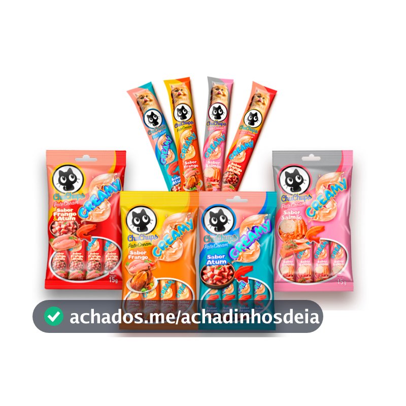 Petisco Para Gatos ChuChups Cream 1 cartela com 4 tubos de 15g Tipo Churu e Truly