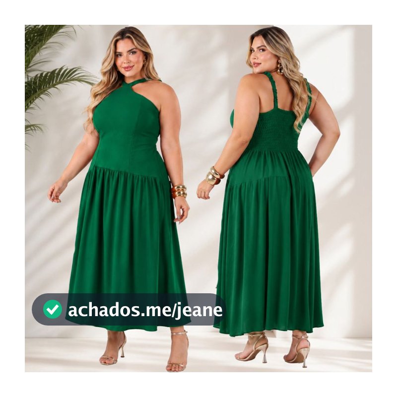 Vestido Longo Plus Size Feminino Casual Chic Frente Única Confortável Rodado Alças Franzidas Leve e Soltinho 48 ao 54.