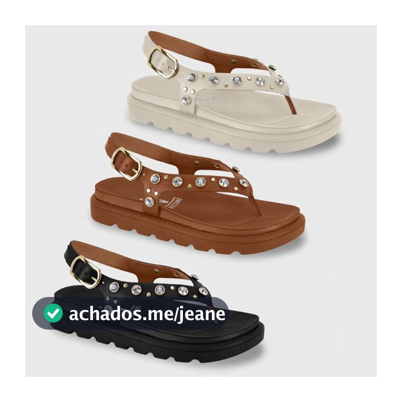 Sandália Vizzano Feminina Flatform Strass Brilho Tira Dedo Conforto