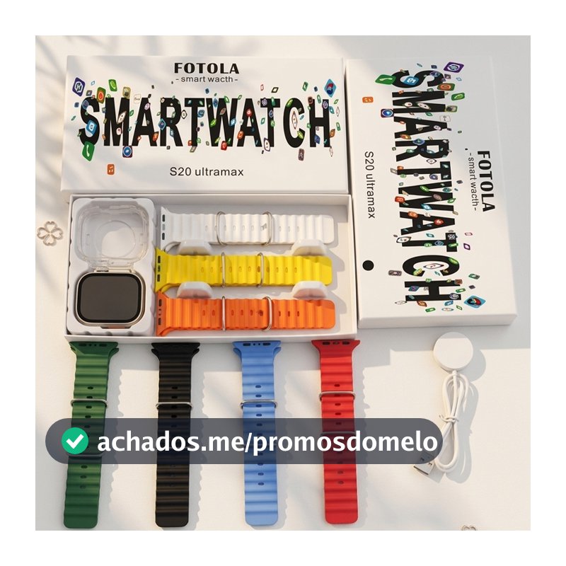 Smartwatch S20 Ultra, S20 Pro NFC Bluetooth Call Amoled Chat GPT  Esportivo À Prova D'água 7 Braceletes Relógio Intelige