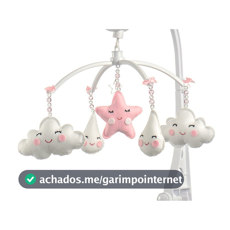 Móbile Berço Bebê Musical E Giratório Chuva De Amor Rosa Menina Brinquedo Para Berço Envio Imediato