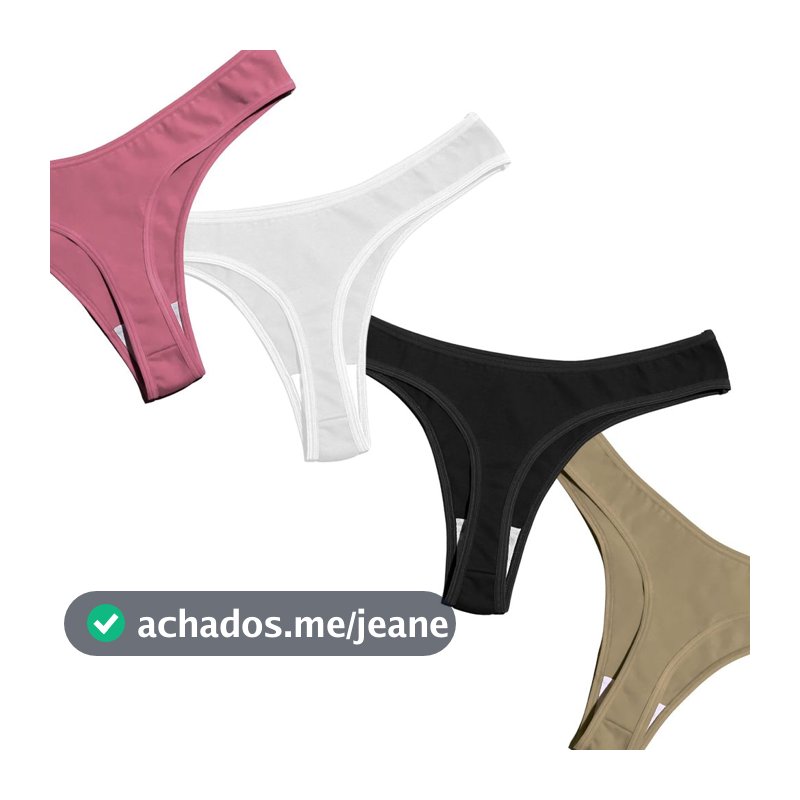 Kit 5 Calcinha Fio Dental Algodão  Conforto Cotton Feminina