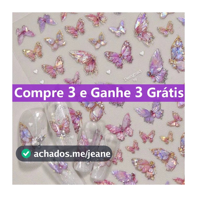 【Compre 3 e Ganhe 3 Grátis】1Pcs Adesivos De Unhas 3d De Borboleta, Acessórios De Decoração De Unhas Diy