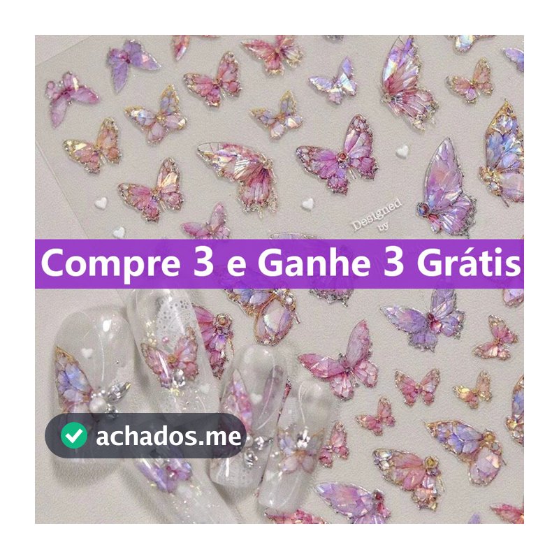 【Compre 3 e Ganhe 3 Grátis】1Pcs Adesivos De Unhas 3d De Borboleta, Acessórios De Decoração De Unhas Diy