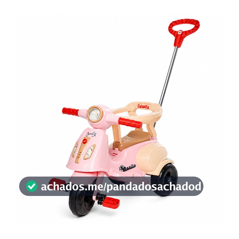 Carrinho De Passeio Triciclo Vespita Avespa Motoca Com Pedal Apoio de Pé e Haste Empurrador Infantil