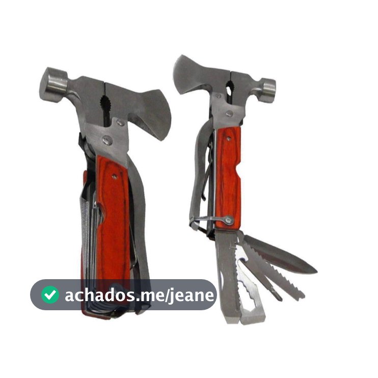 Alicate Multifuncional 11 EM 1 Martelo Machado Canivete Com Estojo Cor Aço-inoxidável - Aries Shop