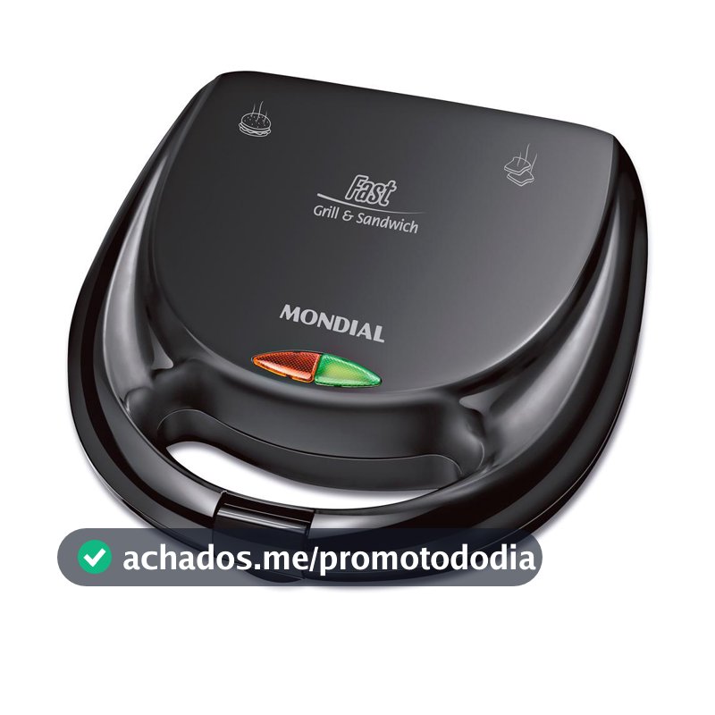 Sanduicheira Fast Grill e Sandwich Mondial Preto 750W S-12