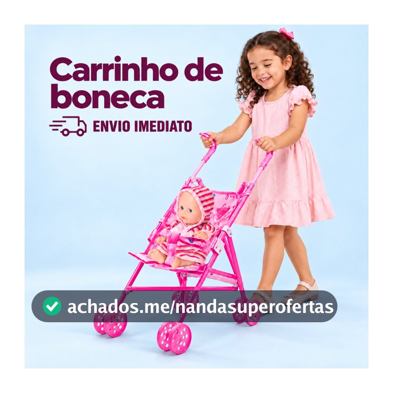 Carrinho de Boneca Infantil Rosa com Bebê Reborn Dobrável Leve Brinquedo Menina Passeio Divertido