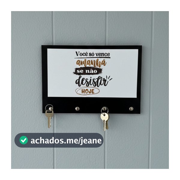 Porta Chaves Decorativo 4 Ganchos em MDF de Parede sem Furo
