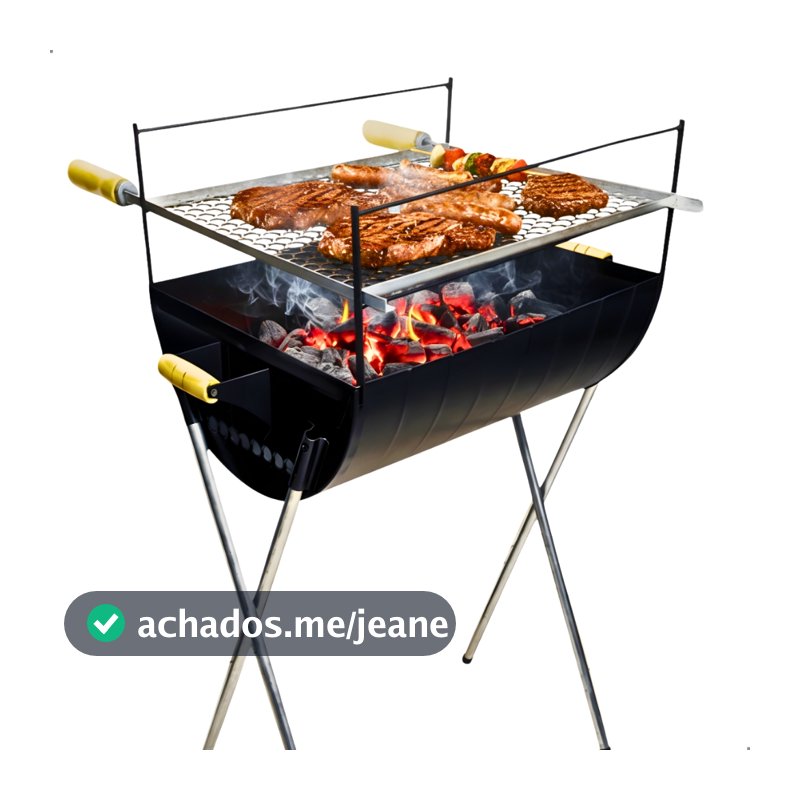 PROMOÇÃO Churrasqueira a Carvão Com Grelha Inclusa 96cm em Aço Carbono 3 Andares Grande Espetinho