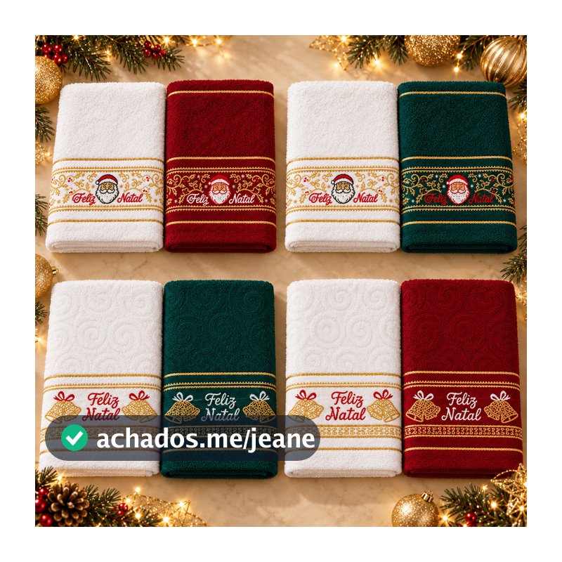 Kit 2 Toalhas Lavabo Natalinas Bordadas Papai Noel