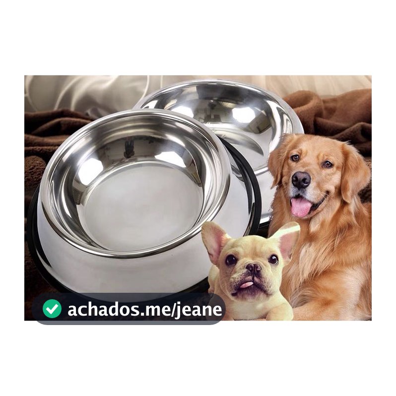 Comedouro Bebedouro Inox Antiderrapante Para Pet Cachorro Gato Porte Pequeno Médio Grande 4.9