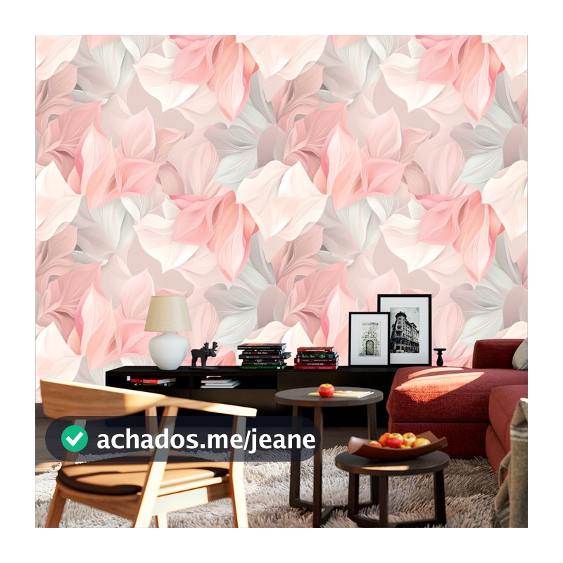 Papel de Parede Floral Adesivo 3D | Rosa/Branco Resistente p/ Cozinha e Banheiro | Entrega 24h