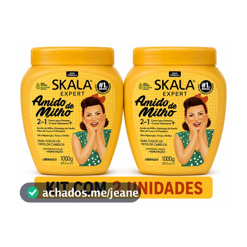 Kit c/02 Creme Skala Amido de Milho 1Kg Hidratação