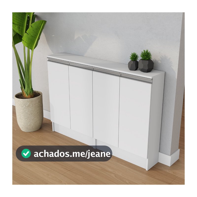 Despensa Balcão Estreito Compacto Multiuso MDF Nicho Aparador Mini Dispensa Entregue Montado Branco