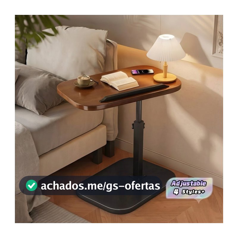 Mesa lateral ajustável, aparador lateral de sofá, mesa de chá, mesa de cabeceira, prateleira de cabeceira