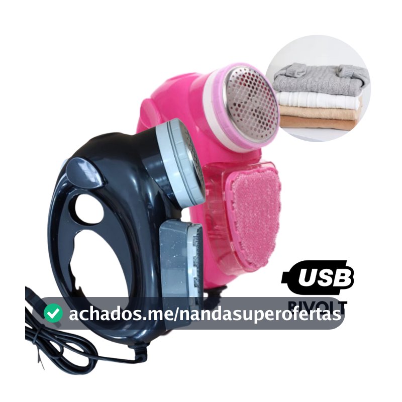 Papa Bolinha Bolinhas e Tira Pelos Elétrico USB Bivolt Cores Preto e Rosa