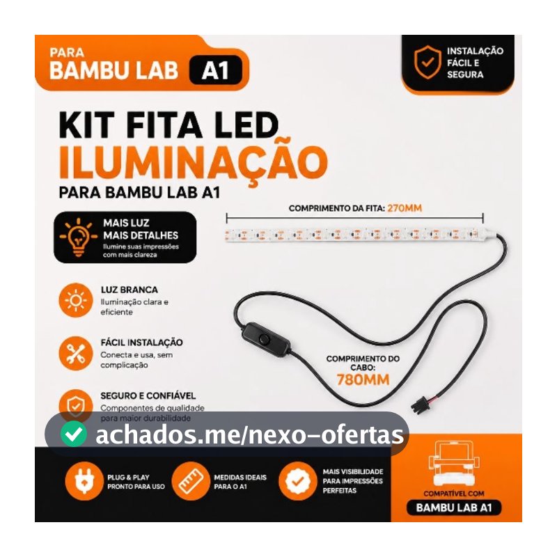 Tira de luz LED para impressora 3D Bambu Lab A1