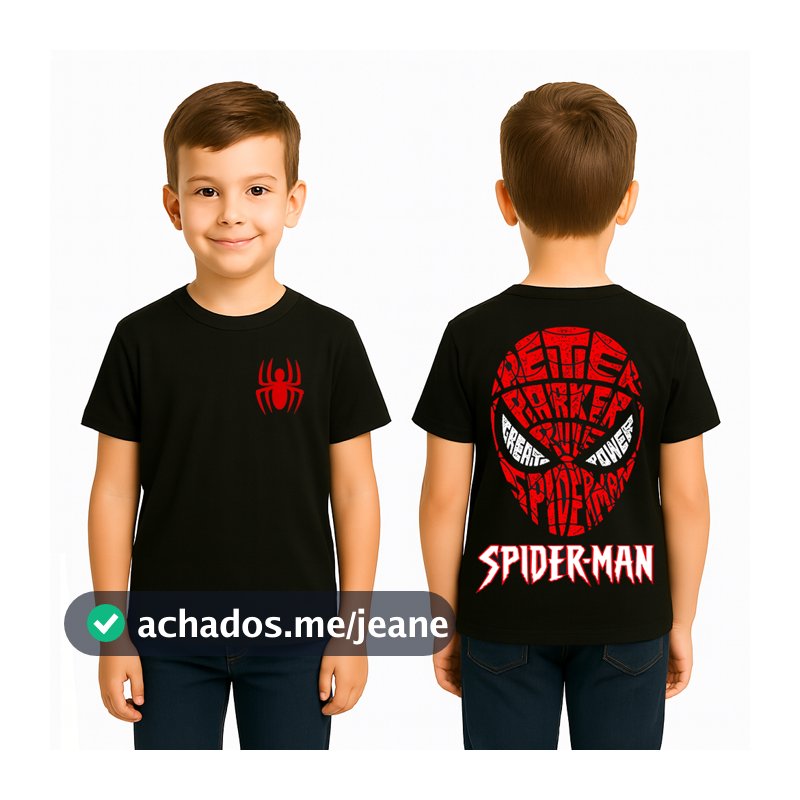 Camiseta Infantil Homem Aranha Blusa 100% Algodão Manga Curta