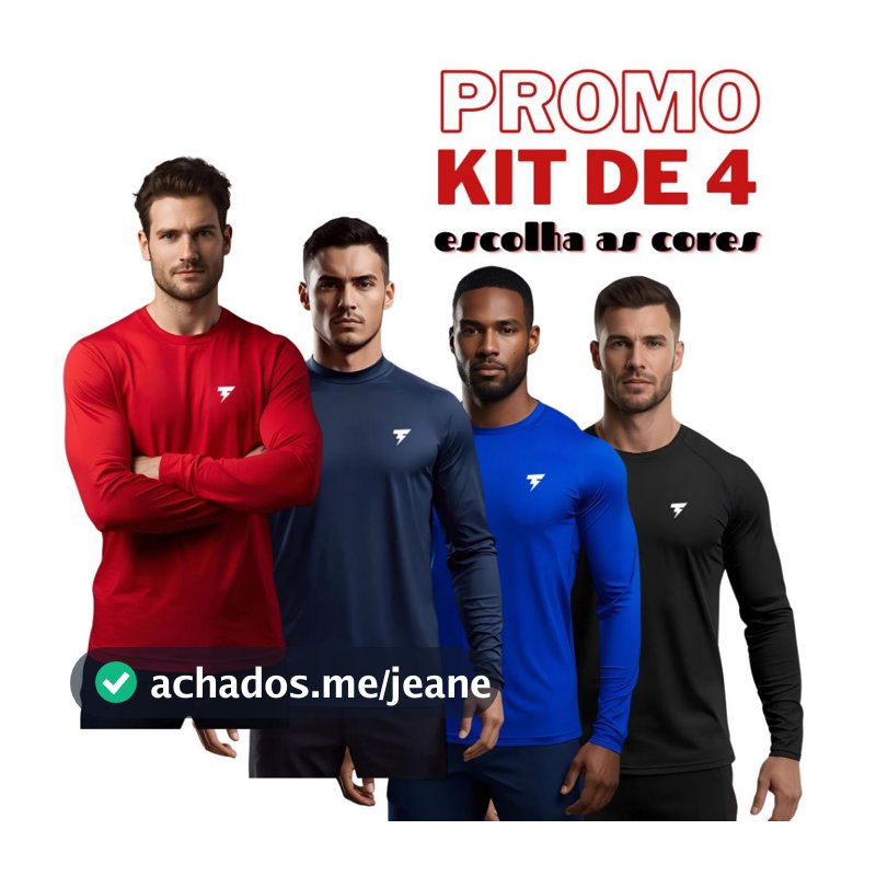 4 camisa termica masculina Manga Longa UV 50+ Malha Fria DryFit Masculina Academia