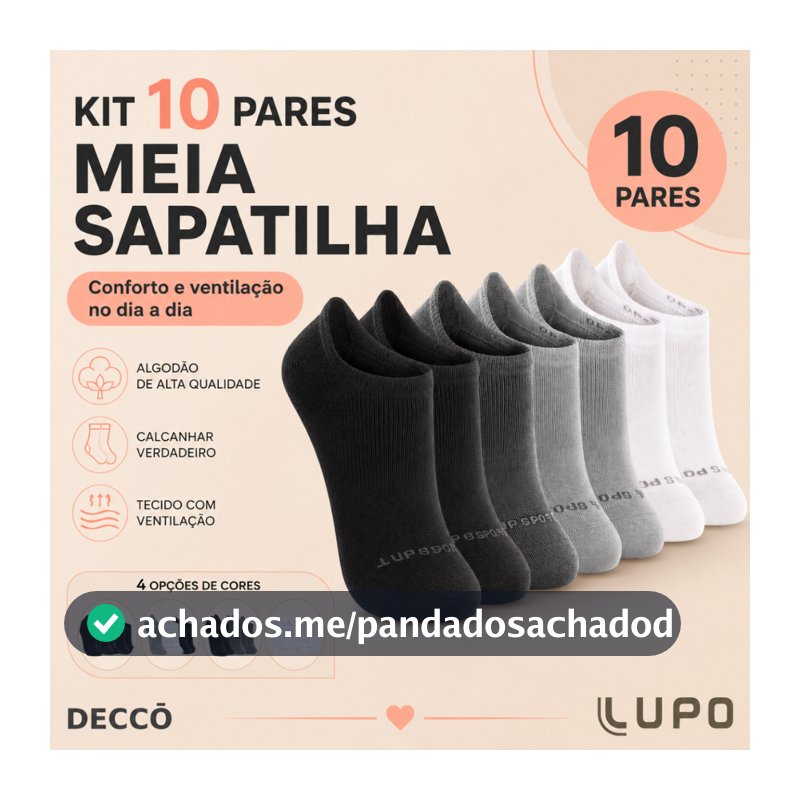Kit 10 Pares Meias Lupo Sport Cano Invisível Algodão Soquete Sapatilha Unissex Original Confortável