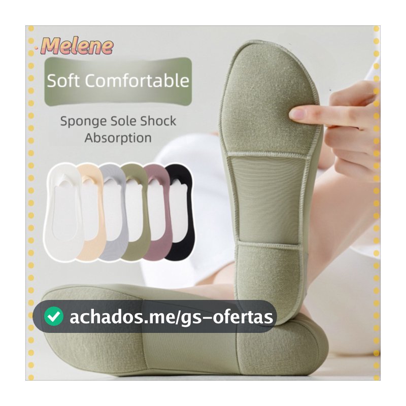 Meias De Palmilha MELENEY9 , Meia De Barco Antiderrapante Macia , Almofadas De Sapato Com Fundo De Esponja De Absorção D
