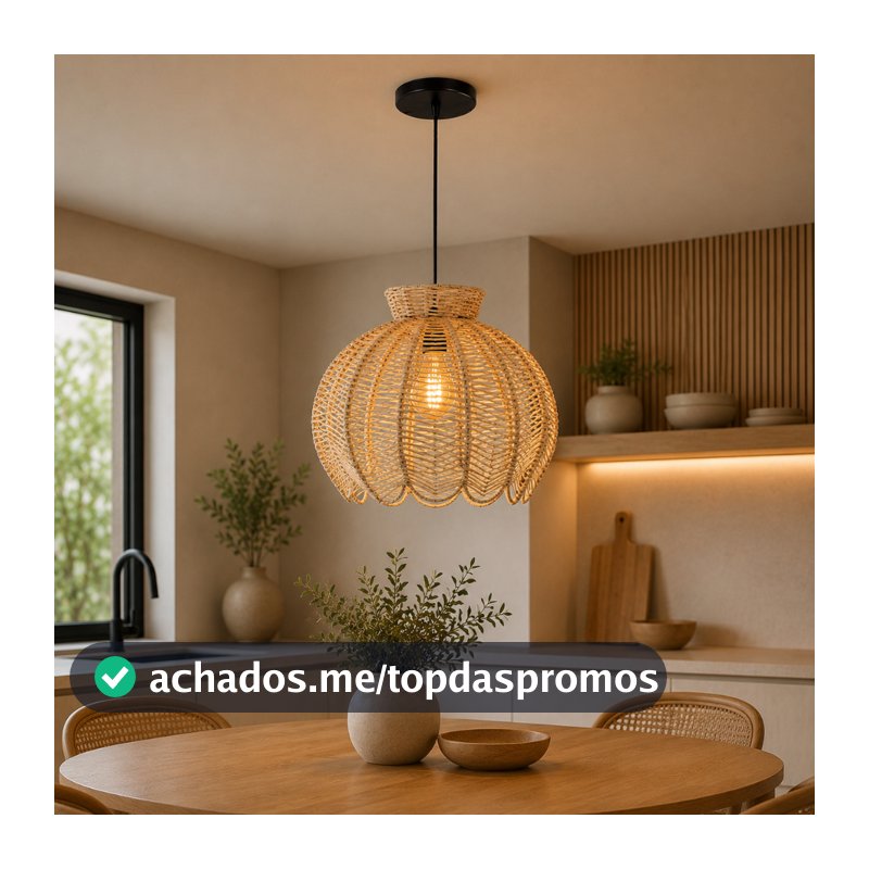 Luminária Pendente Tulipa - Sisal Rustico Trançado