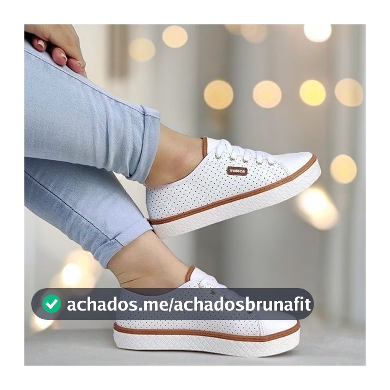 Tênis Feminino Moleca Casual Plataforma Sola Alta Conforto Leve Furadinho Branco Presente 5712205