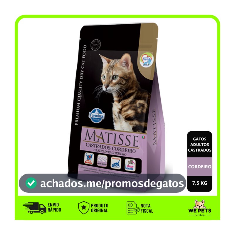 Ração Farmina Matisse Cordeiro para Gatos Castrados 7,5kg