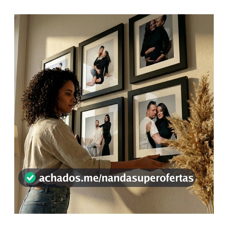 Kit 6 Porta Retratos 23x23 com Vidro Acrílico Molduras Decorativas Quadros para Sala com Paspatur