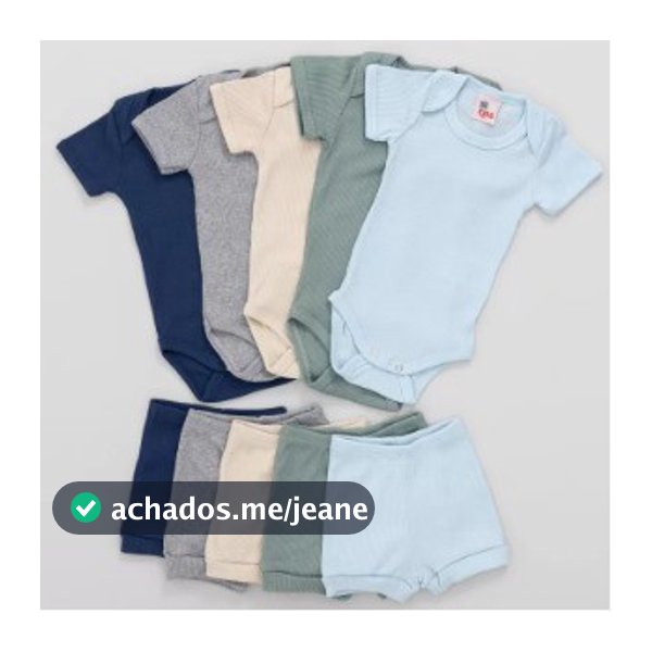 Kit com 05 Conjuntos Bebê Pagão Body e Shorts Canelado Verão Menino 7714