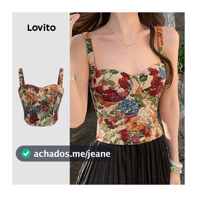 Lovito Férias Top Com Estampa Floral E Flores Regata De Verão/primavera Para Mulheres L132ED094