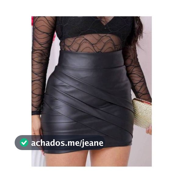 Saia Couro Ecológico Preta ou Branca Curta Feminina  - Do P ao GG - Elegante para Festa ou Social