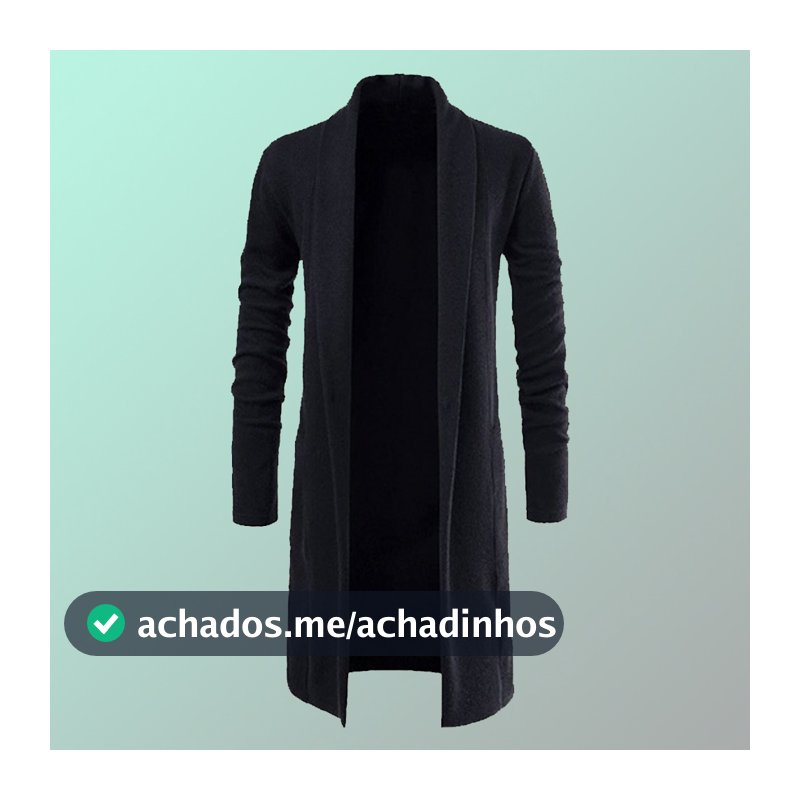 Cardigan Masculino Manga Longa Modelo Assimétrico