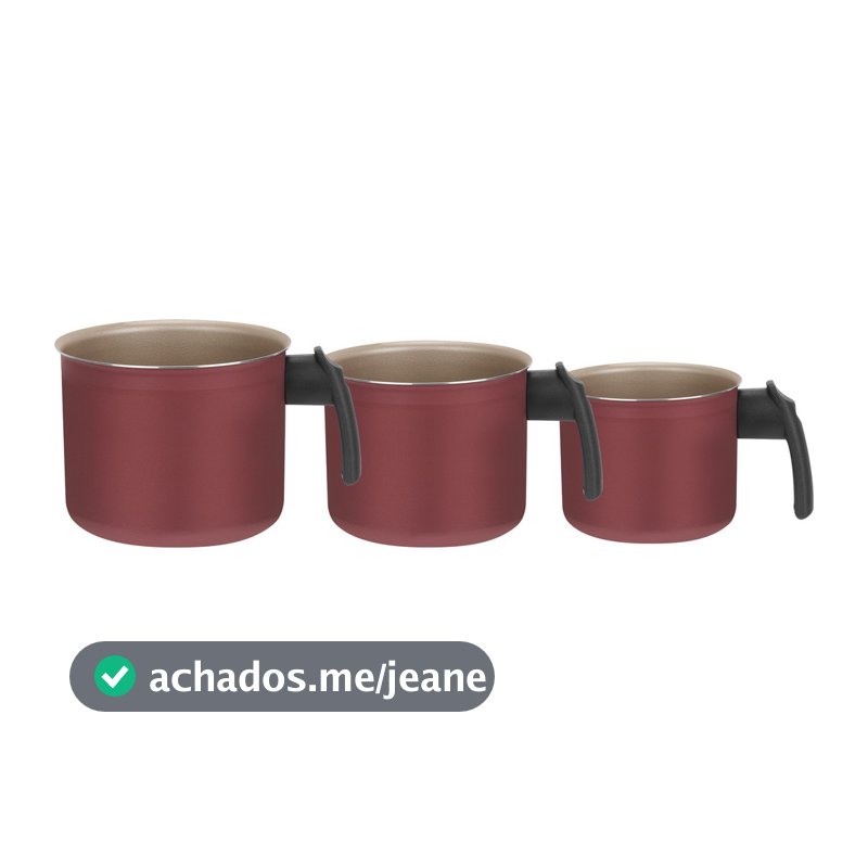 Jogo 3 pecas de Leteira Antiaderente Cereja12 14 16