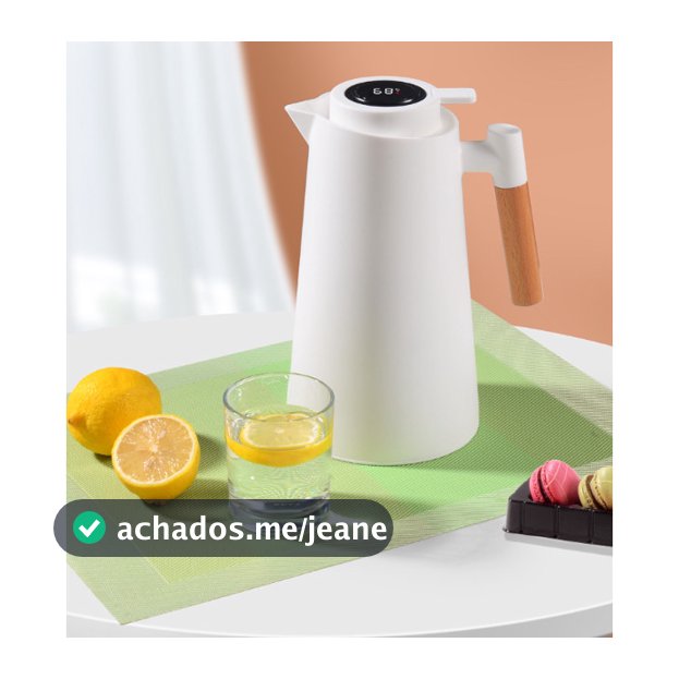 Garrafa Térmica de água, 1 Litro Garrafa Térmica Com Termômetro Led Para Chás / Café Design Moderno Cabo Em Madeira