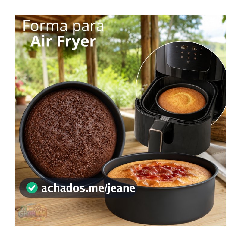 Forma Assadeira Redonda para Air Fryer e Forno Assadeira para Bolo Torta Antiaderente 18CM Aluminio